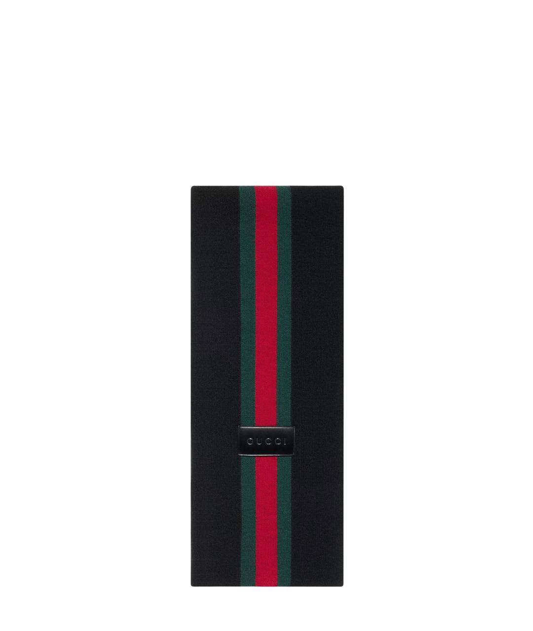 GUCCI Черный шерстяной шарф, фото 2