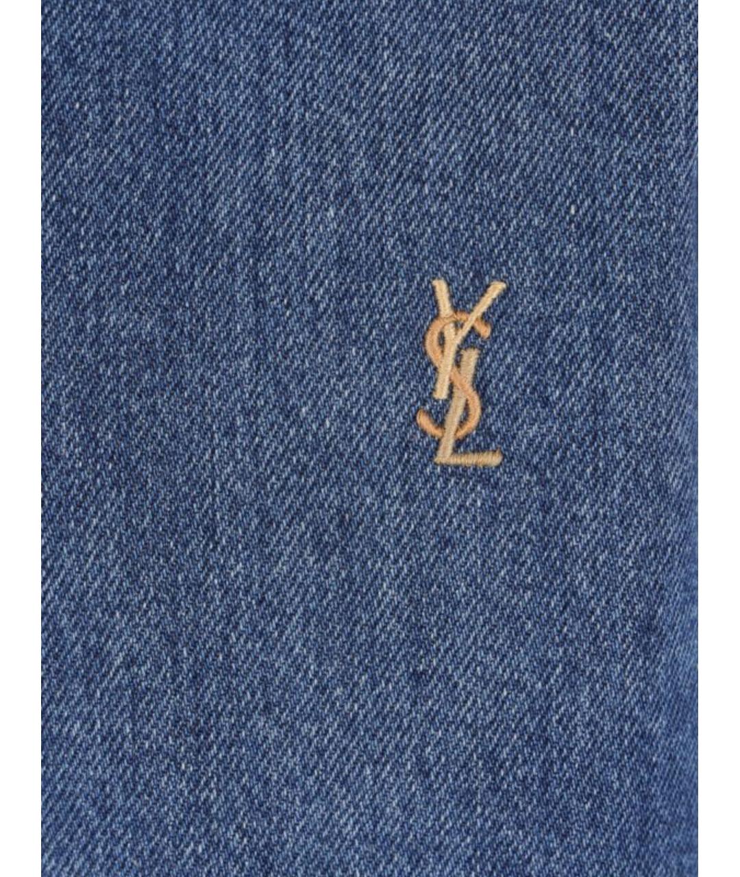 SAINT LAURENT Синяя хлопковая кэжуал рубашка, фото 4