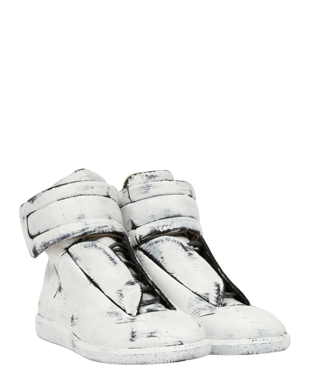 MAISON MARGIELA Белые кожаные высокие кроссовки / кеды, фото 2