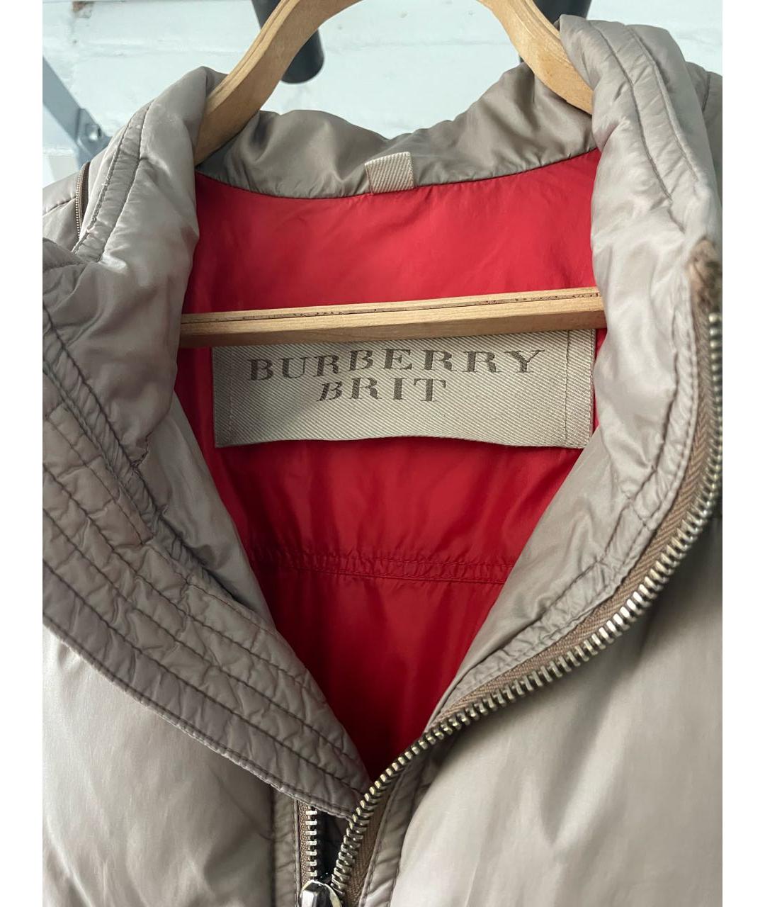 BURBERRY Бежевый нейлоновый пуховик, фото 2