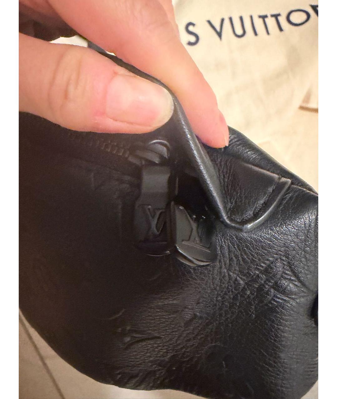 LOUIS VUITTON Черная кожаная поясная сумка, фото 8