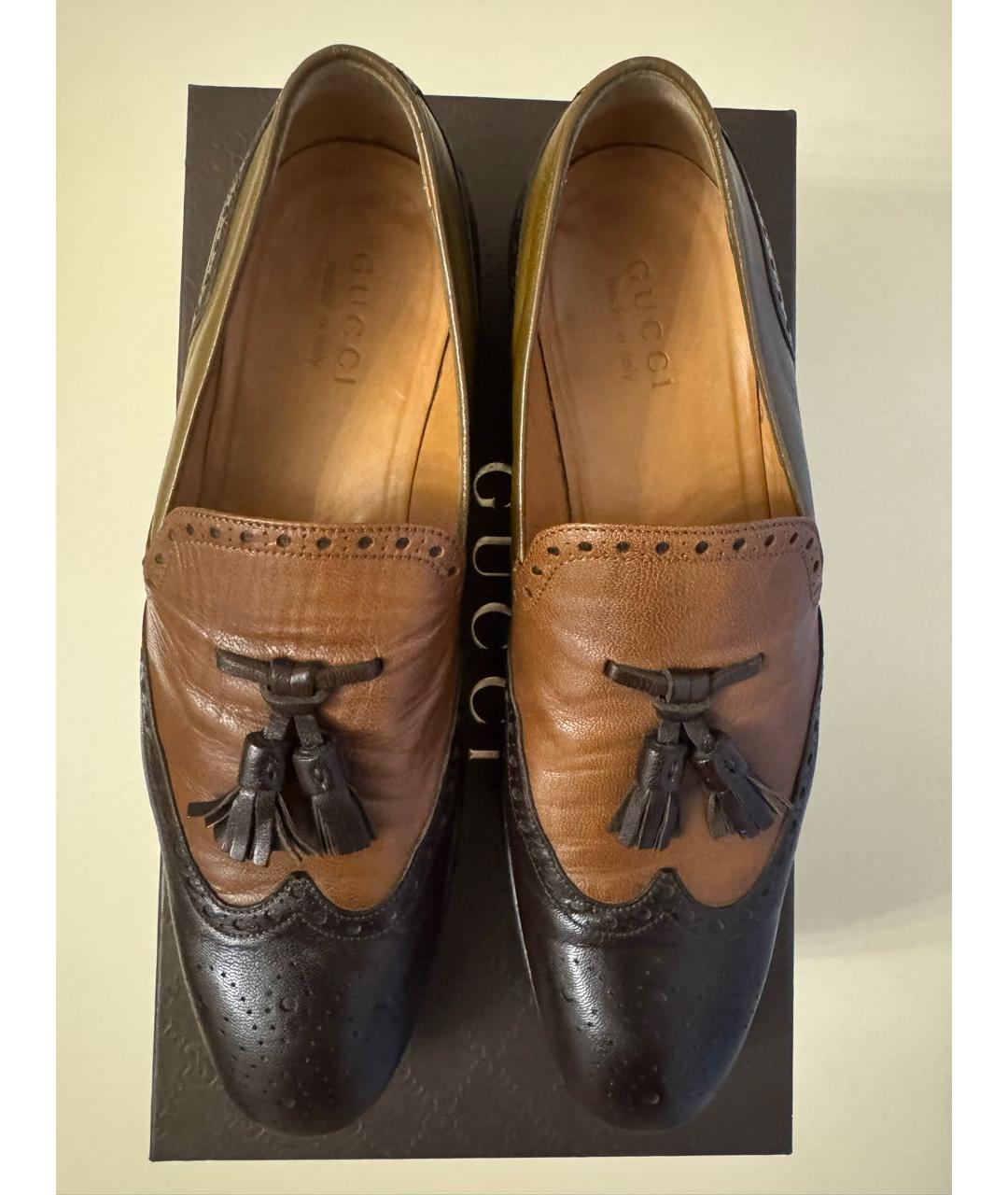 GUCCI Коричневые кожаные лоферы, фото 2