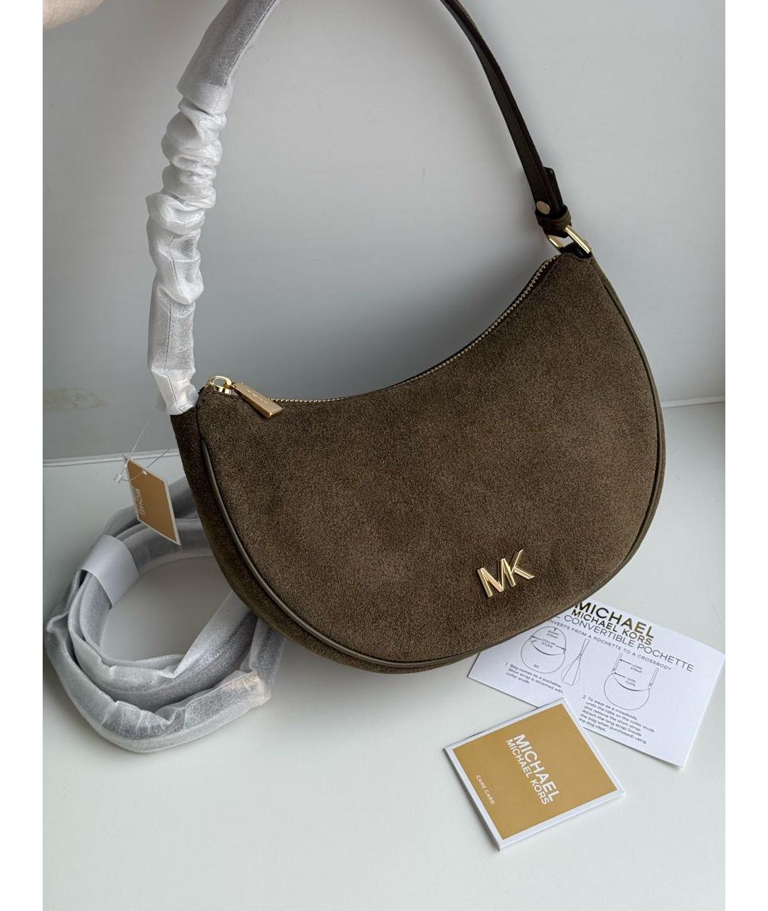 MICHAEL KORS Хаки замшевая сумка через плечо, фото 2