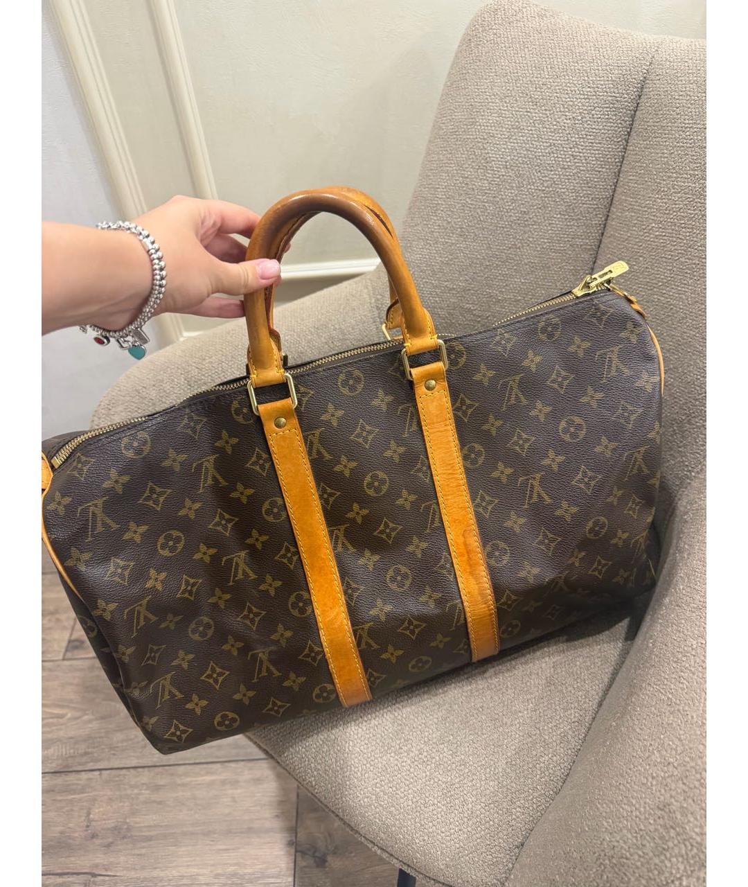 LOUIS VUITTON Коричневая кожаная дорожная/спортивная сумка, фото 3