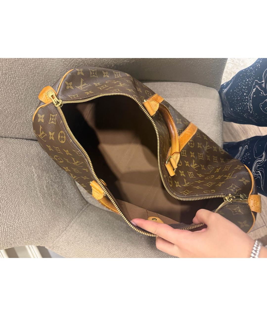 LOUIS VUITTON Коричневая кожаная дорожная/спортивная сумка, фото 4