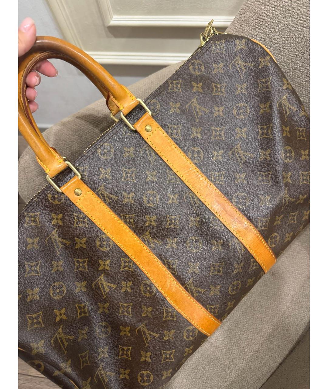 LOUIS VUITTON Коричневая кожаная дорожная/спортивная сумка, фото 2
