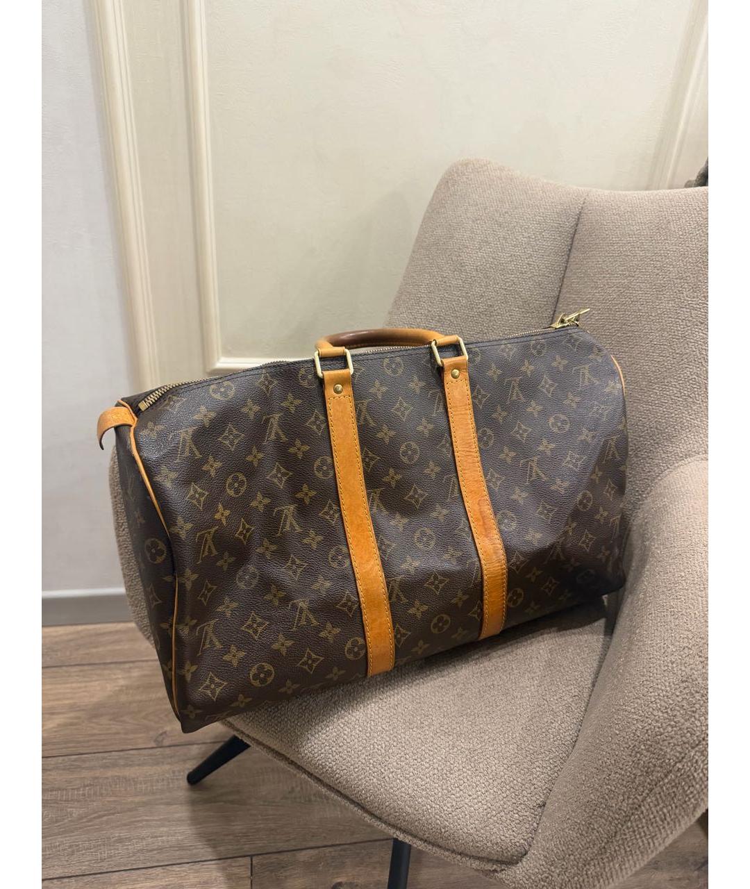LOUIS VUITTON Коричневая кожаная дорожная/спортивная сумка, фото 7