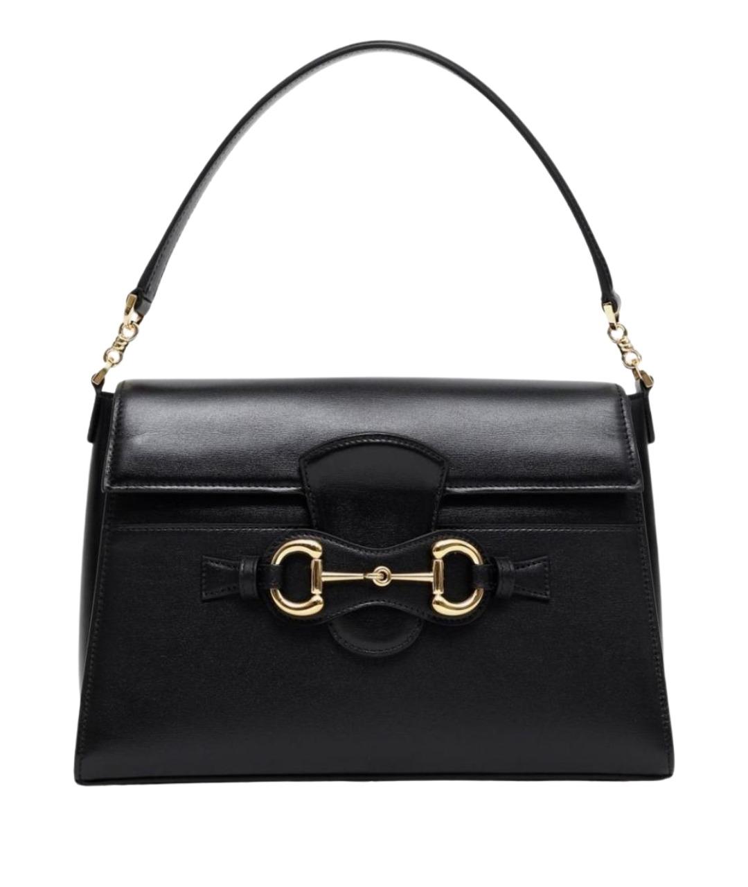 GUCCI Черная кожаная сумка с короткими ручками, фото 1