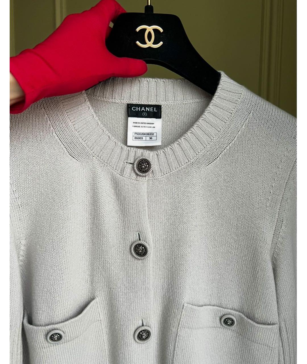 CHANEL Серый кашемировый кардиган, фото 2