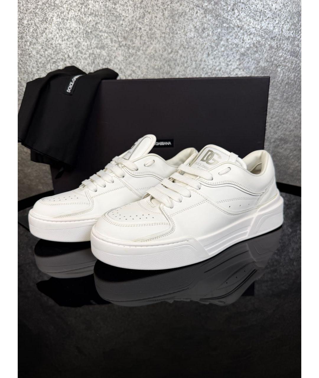 DOLCE&GABBANA Белые кожаные низкие кроссовки / кеды, фото 6