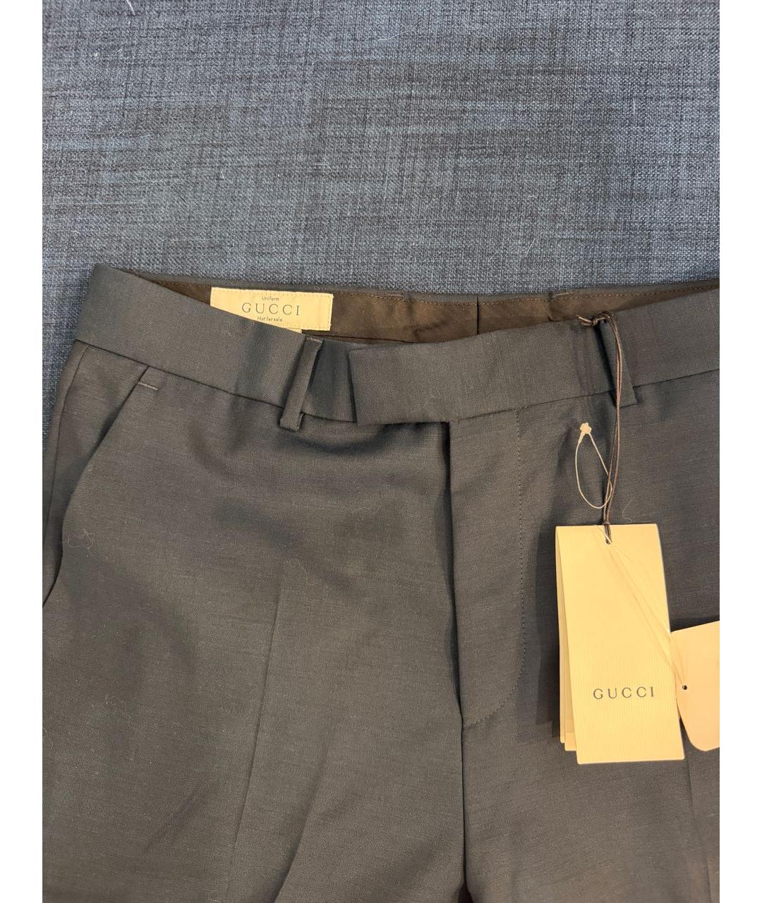 GUCCI Зеленые шерстяные классические брюки, фото 3