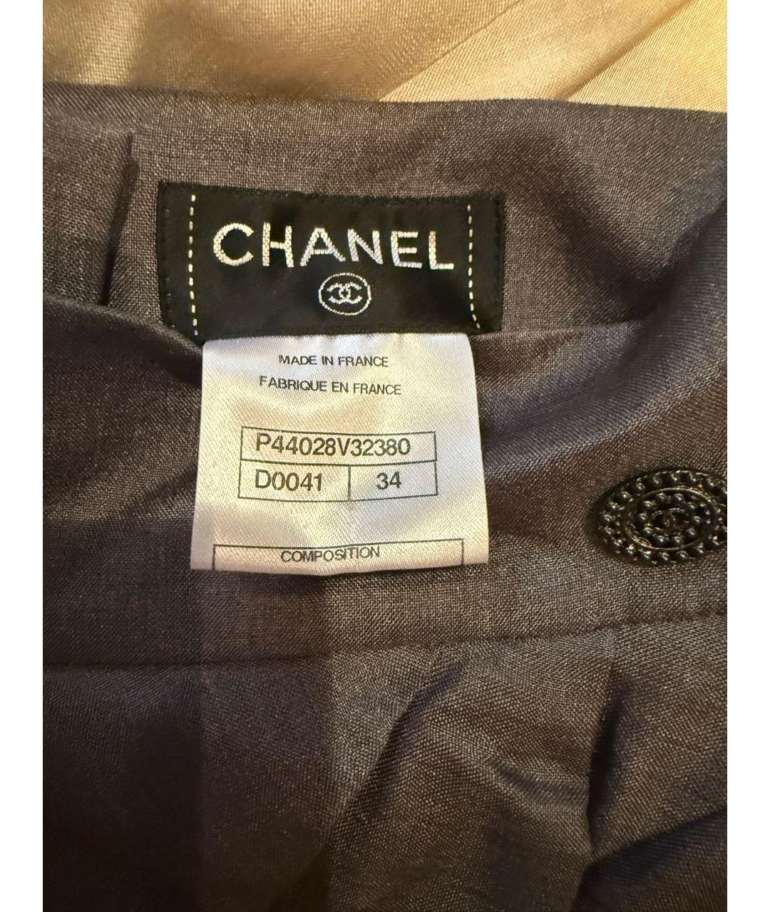 CHANEL Серая шелковая юбка миди, фото 3