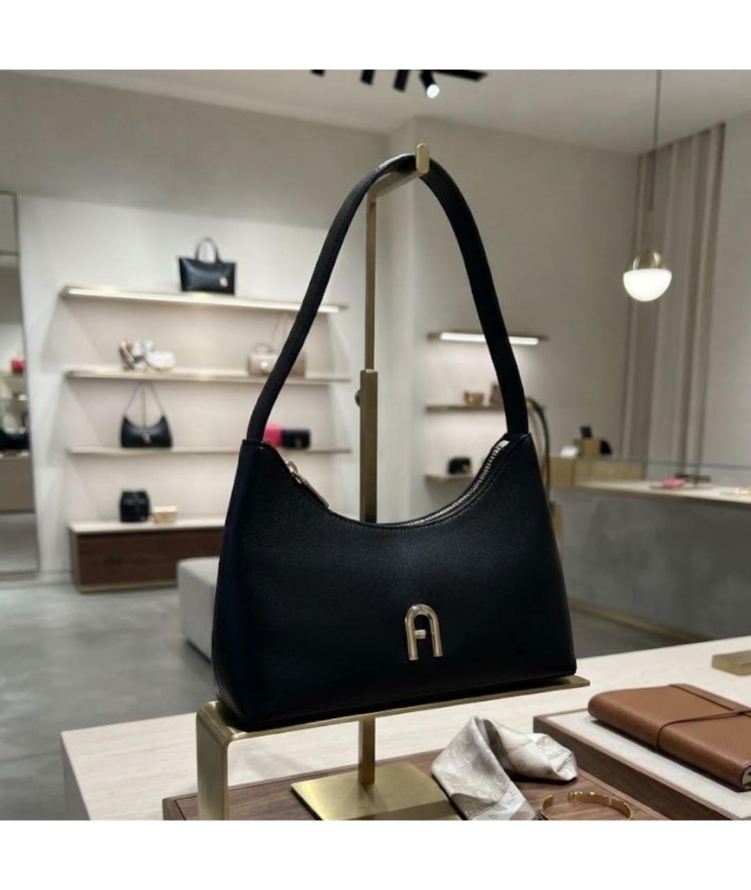 FURLA Черная кожаная сумка с короткими ручками, фото 8