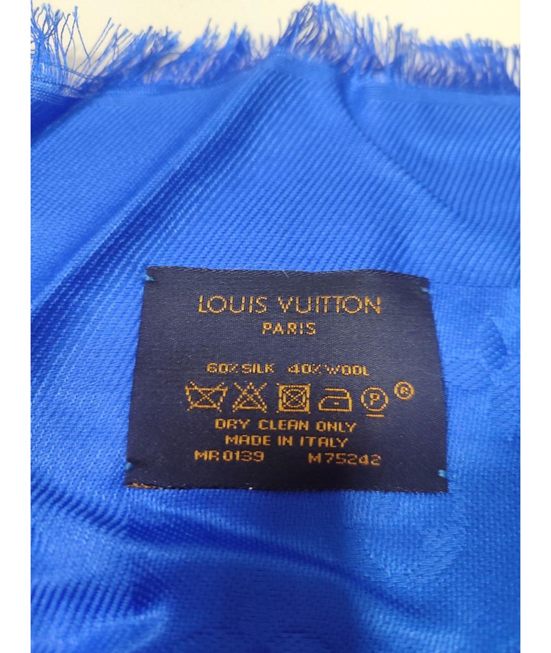 LOUIS VUITTON Синий шелковый платок, фото 2