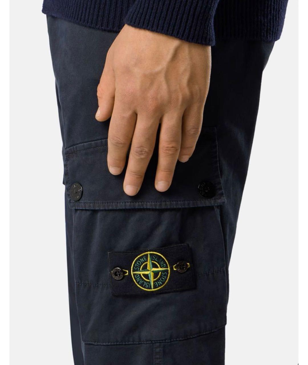 STONE ISLAND Темно-синие хлопковые джинсы, фото 6