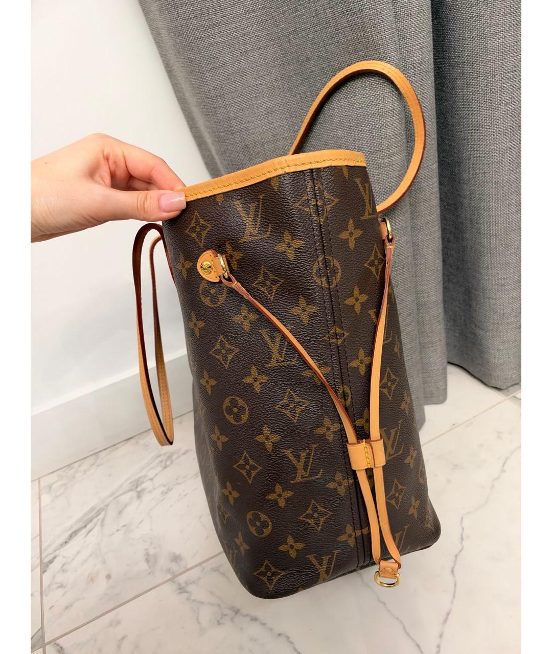 LOUIS VUITTON Коричневая кожаная сумка тоут, фото 3