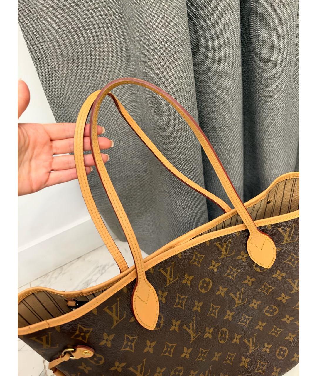 LOUIS VUITTON Коричневая кожаная сумка тоут, фото 8