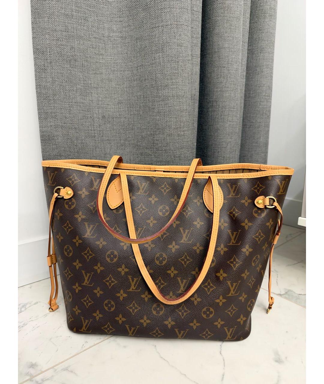LOUIS VUITTON Коричневая кожаная сумка тоут, фото 9