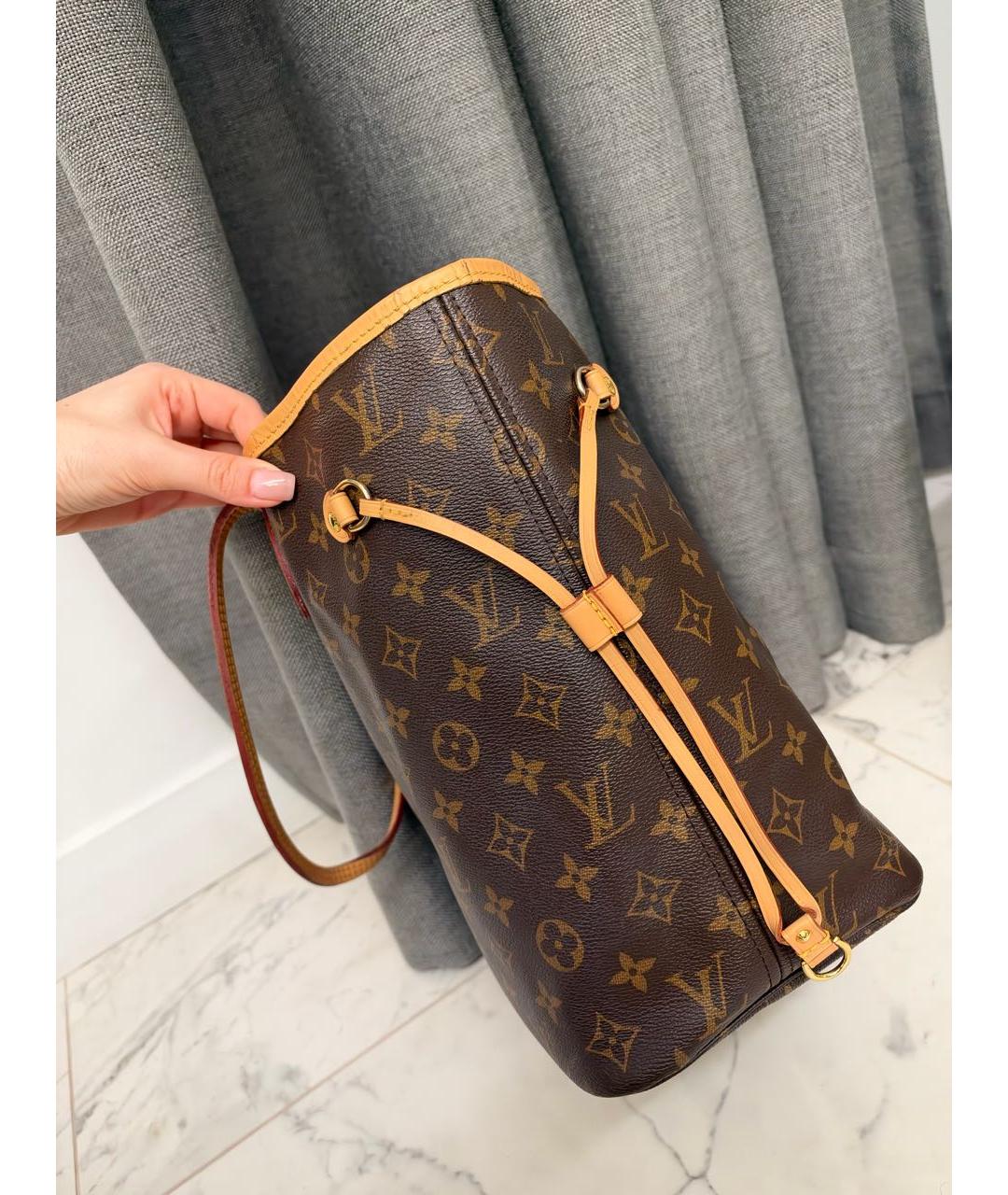 LOUIS VUITTON Коричневая кожаная сумка тоут, фото 4