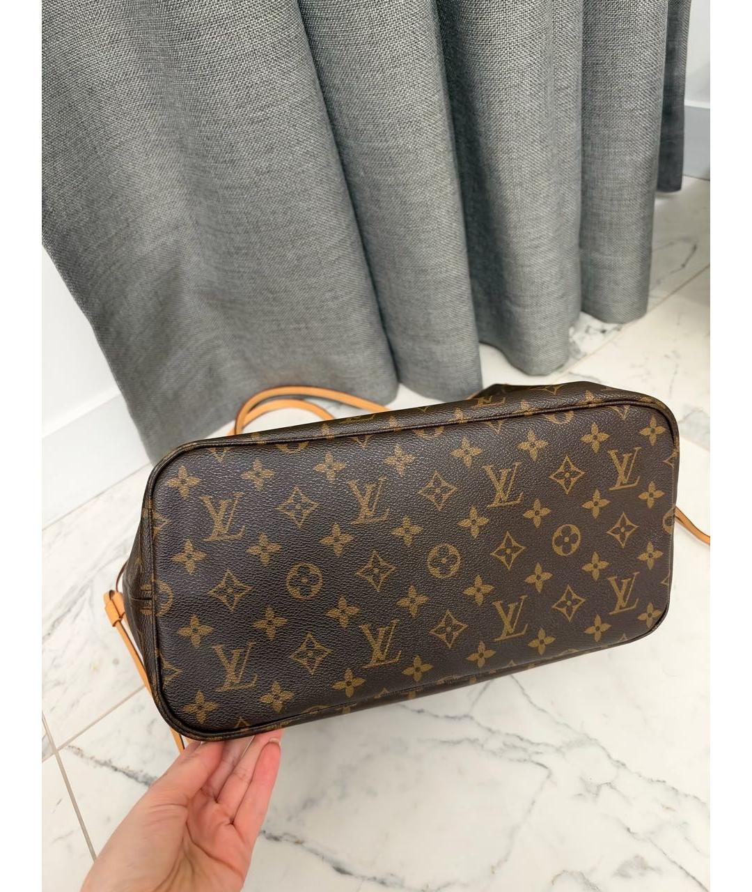 LOUIS VUITTON Коричневая кожаная сумка тоут, фото 6