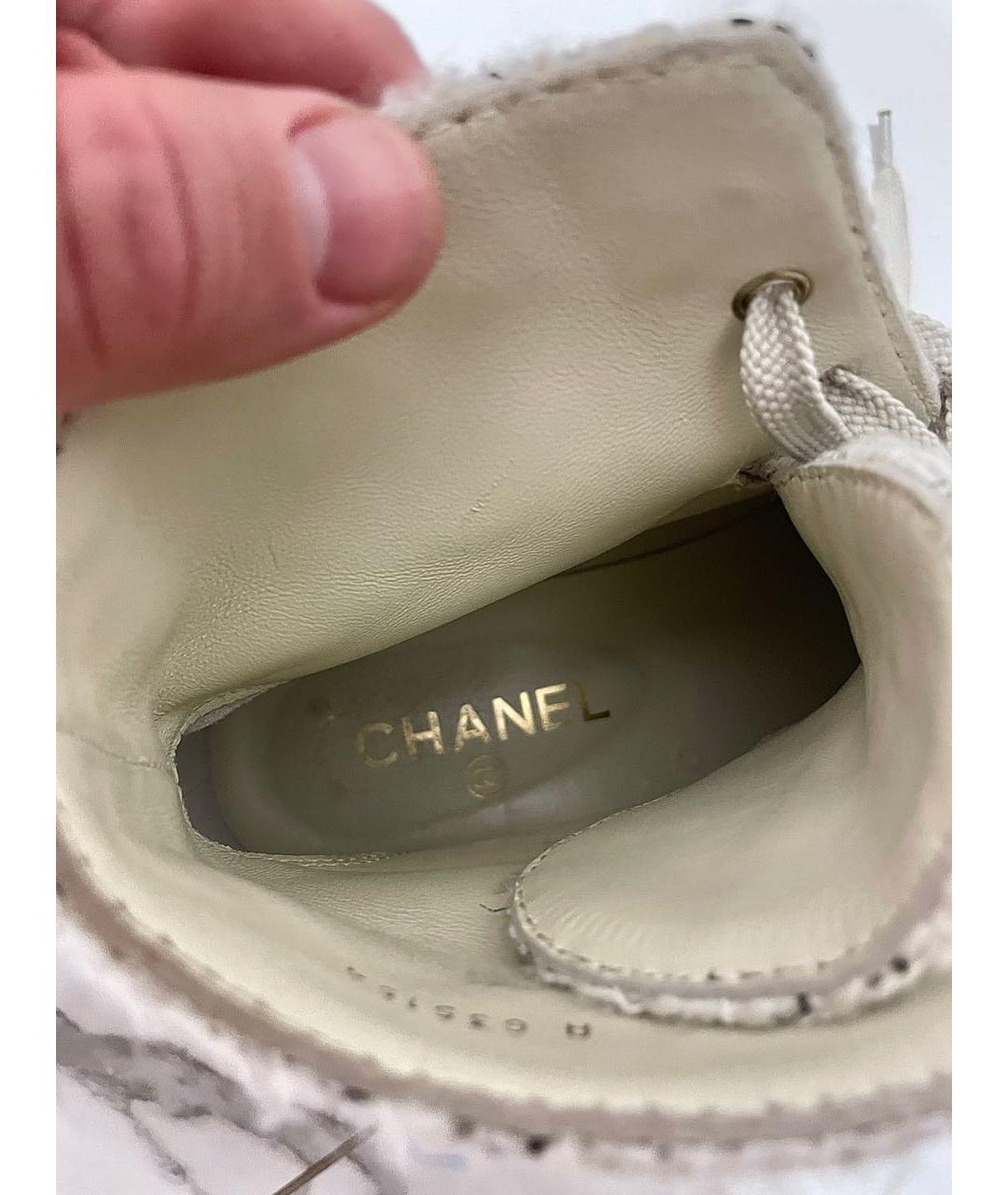 CHANEL Белые текстильные ботинки, фото 5