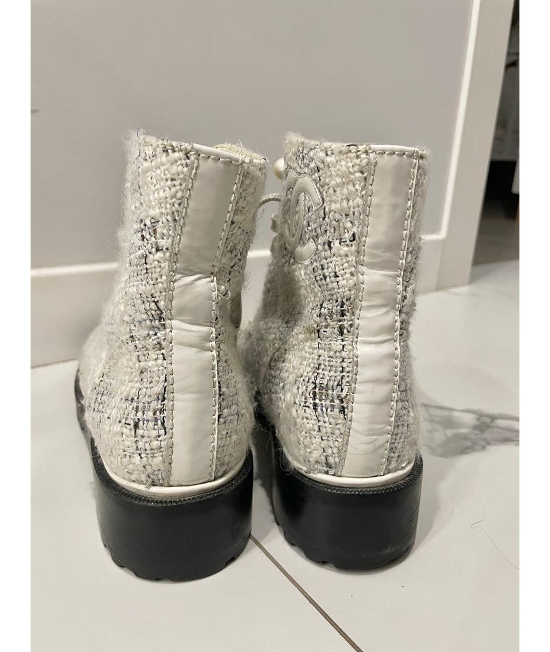 CHANEL Белые текстильные ботинки, фото 3