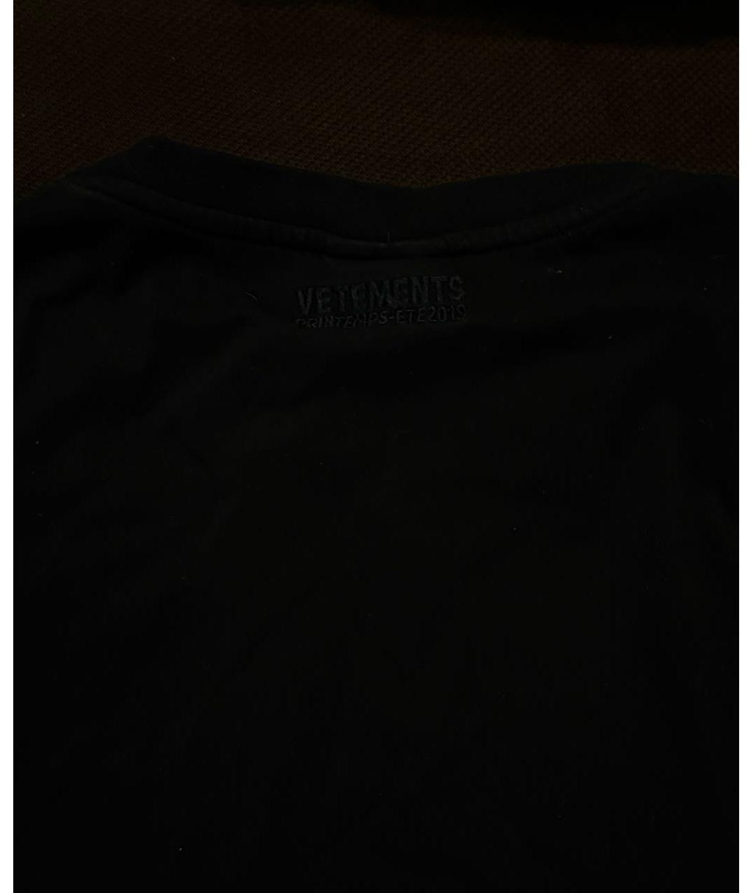 VETEMENTS Черная хлопковая футболка, фото 4