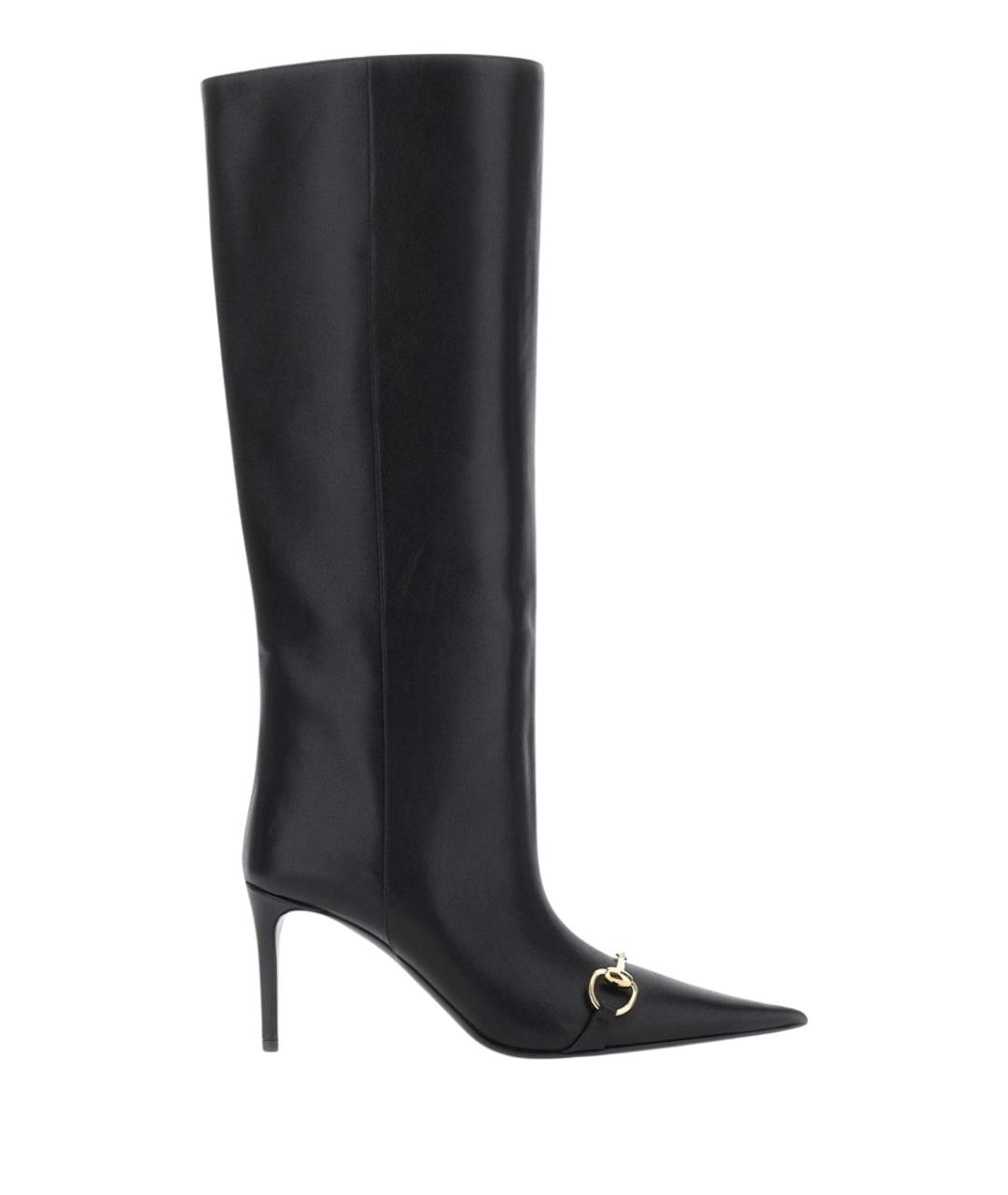 GUCCI Черные кожаные сапоги, фото 1