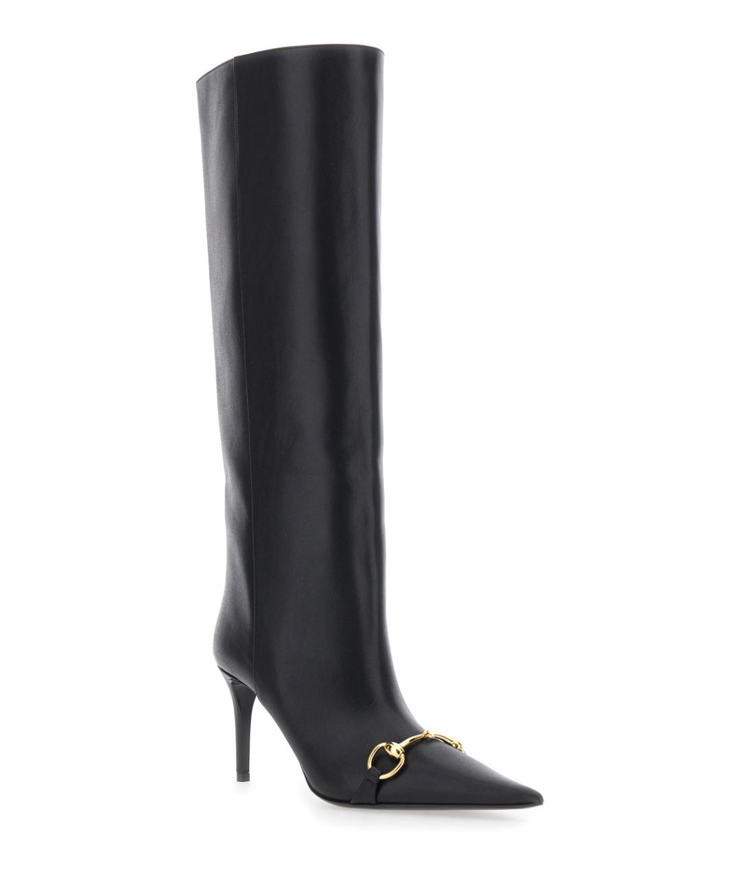 GUCCI Черные кожаные сапоги, фото 2