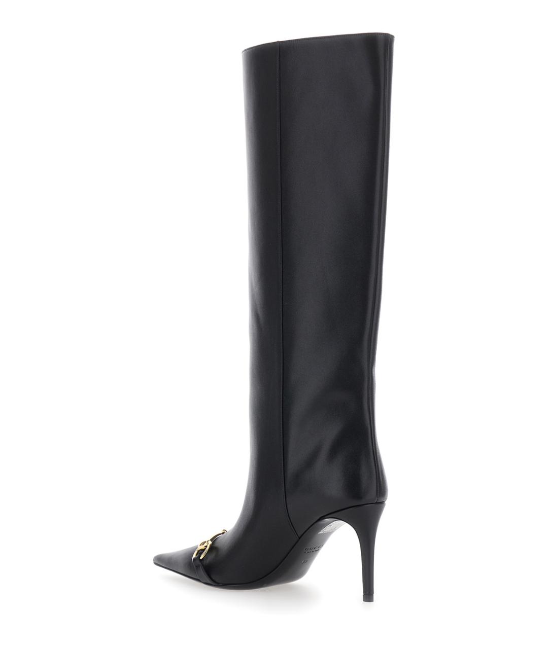 GUCCI Черные кожаные сапоги, фото 3