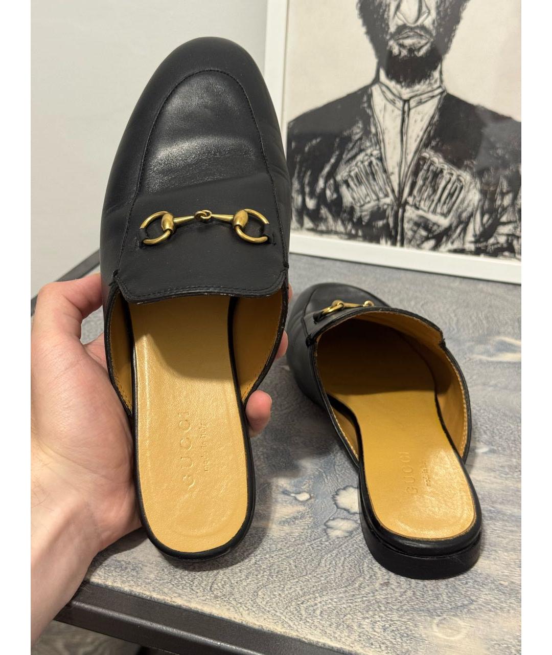 GUCCI Черные кожаные мюли, фото 2