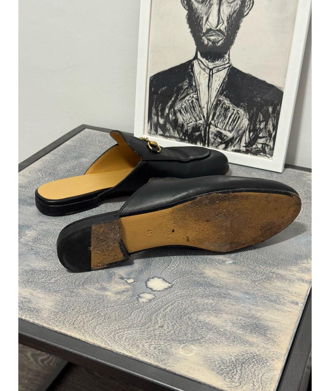 GUCCI Черные кожаные мюли, фото 3
