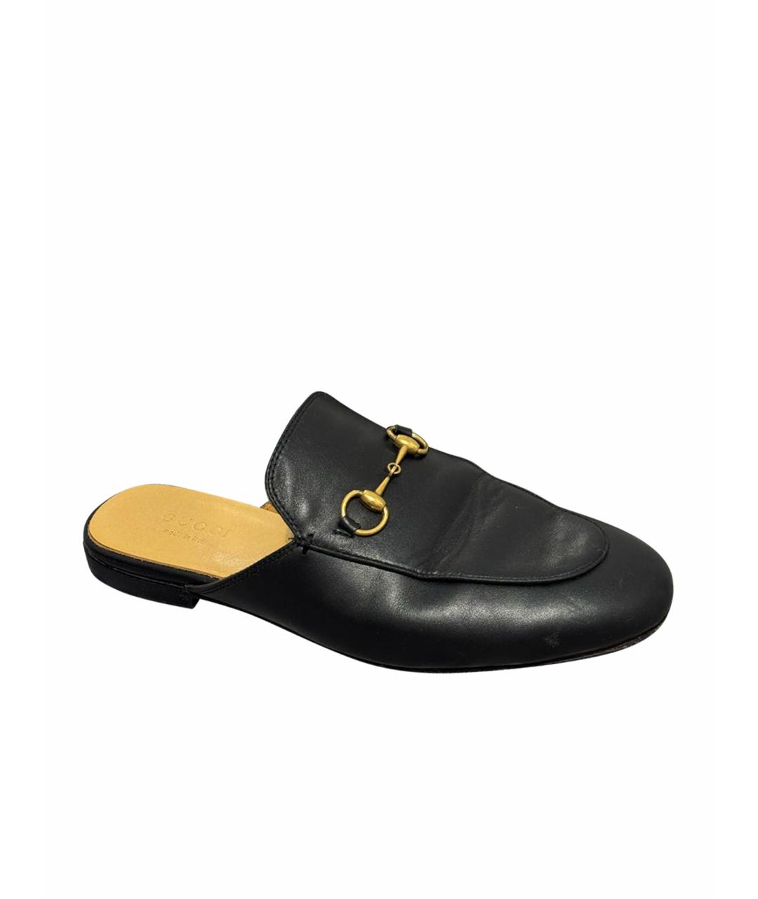 GUCCI Черные кожаные мюли, фото 1