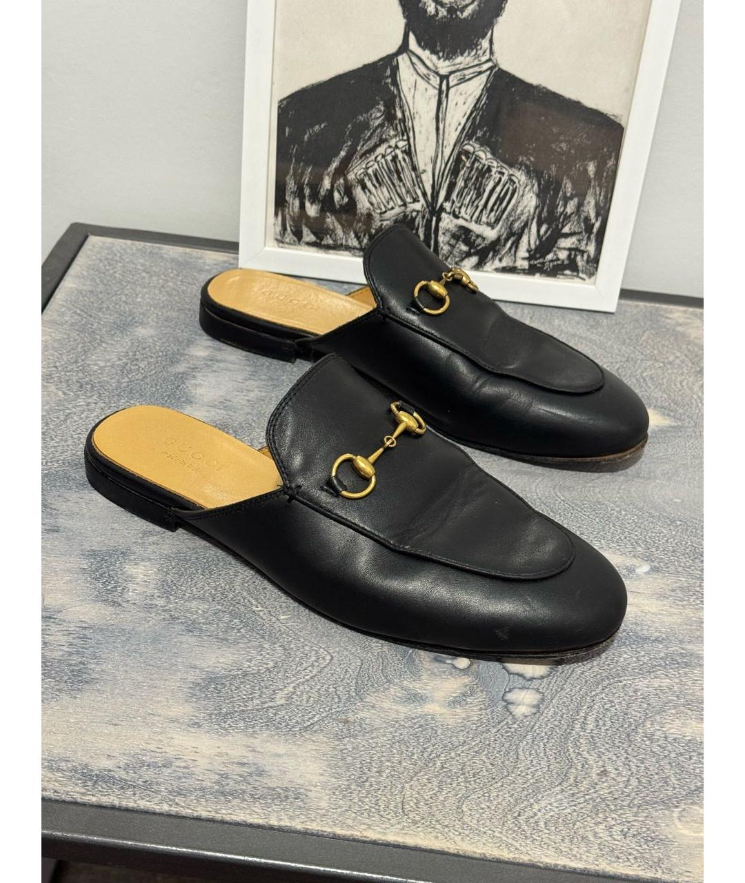 GUCCI Черные кожаные мюли, фото 5