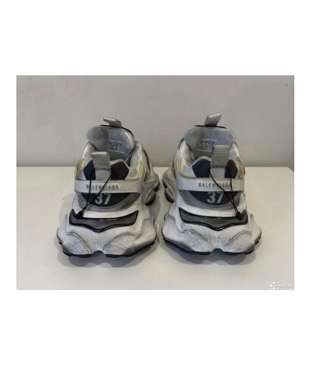 BALENCIAGA Серые кожаные кроссовки, фото 4