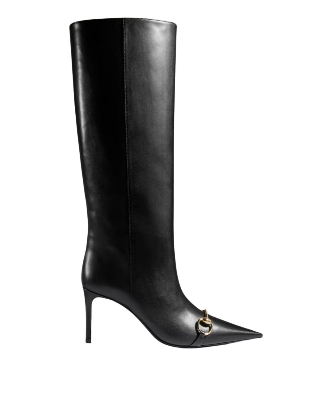 GUCCI Черные кожаные сапоги, фото 1