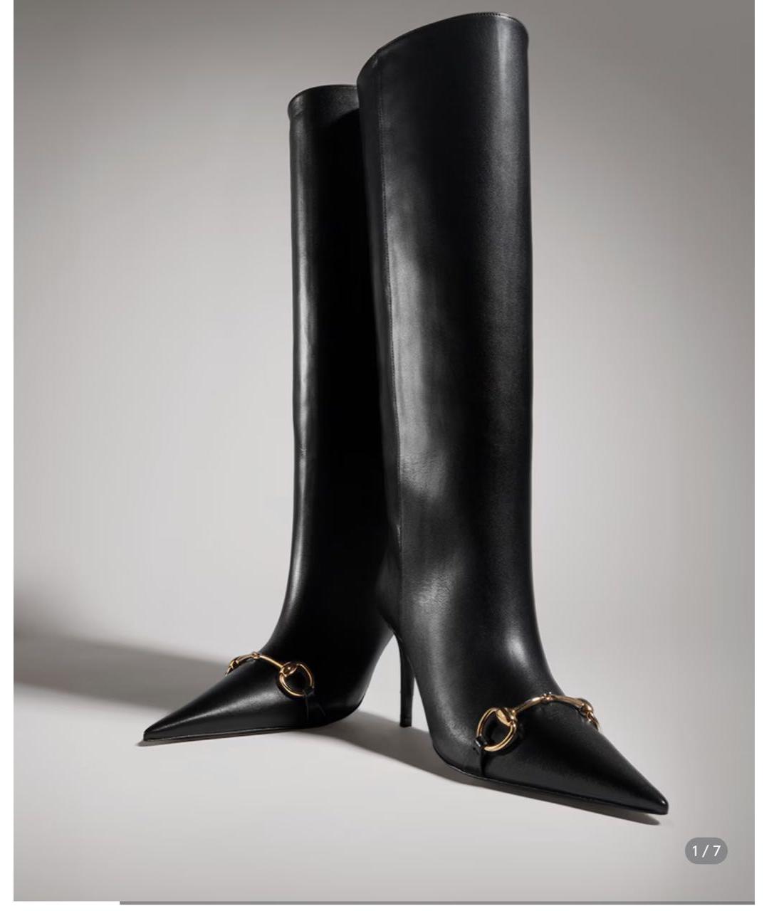 GUCCI Черные кожаные сапоги, фото 5