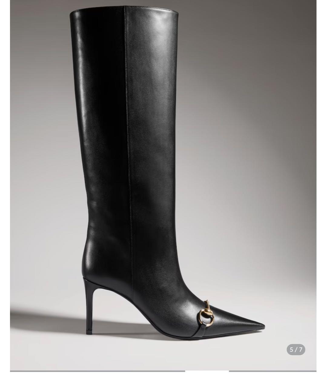 GUCCI Черные кожаные сапоги, фото 6