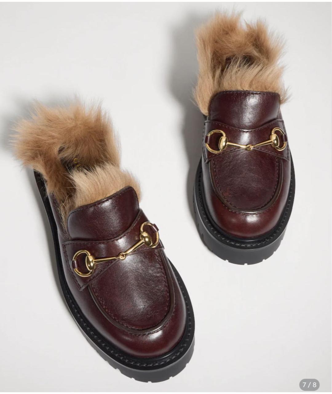 GUCCI Бордовые кожаные мюли, фото 4
