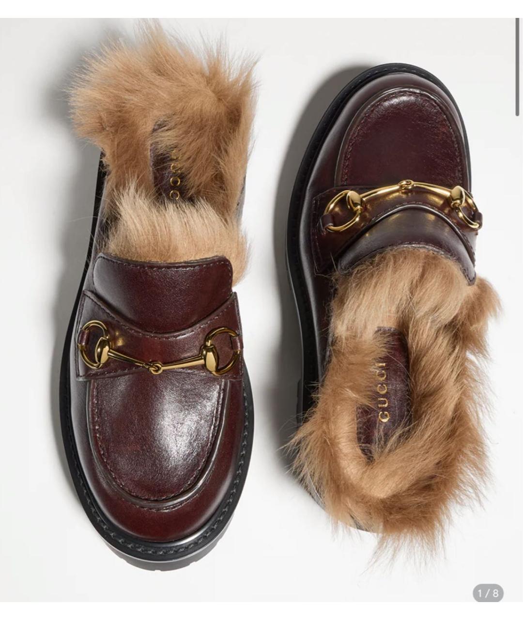 GUCCI Бордовые кожаные мюли, фото 2