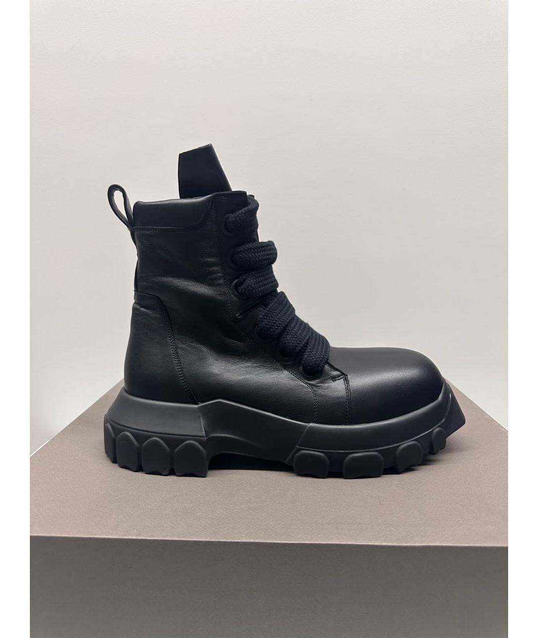 RICK OWENS Черные кожаные высокие ботинки, фото 9