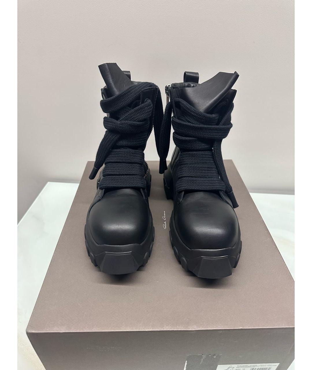 RICK OWENS Черные кожаные высокие ботинки, фото 3
