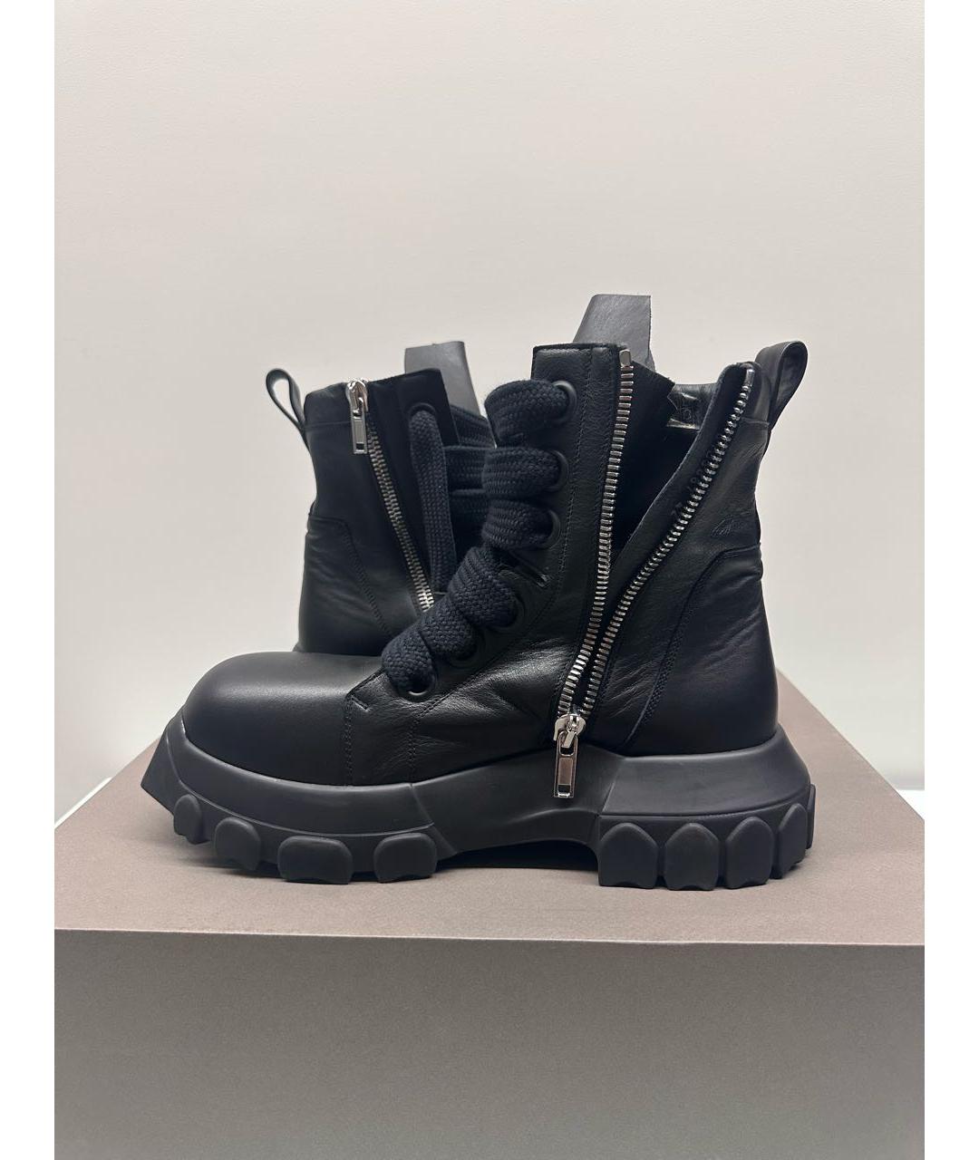 RICK OWENS Черные кожаные высокие ботинки, фото 3