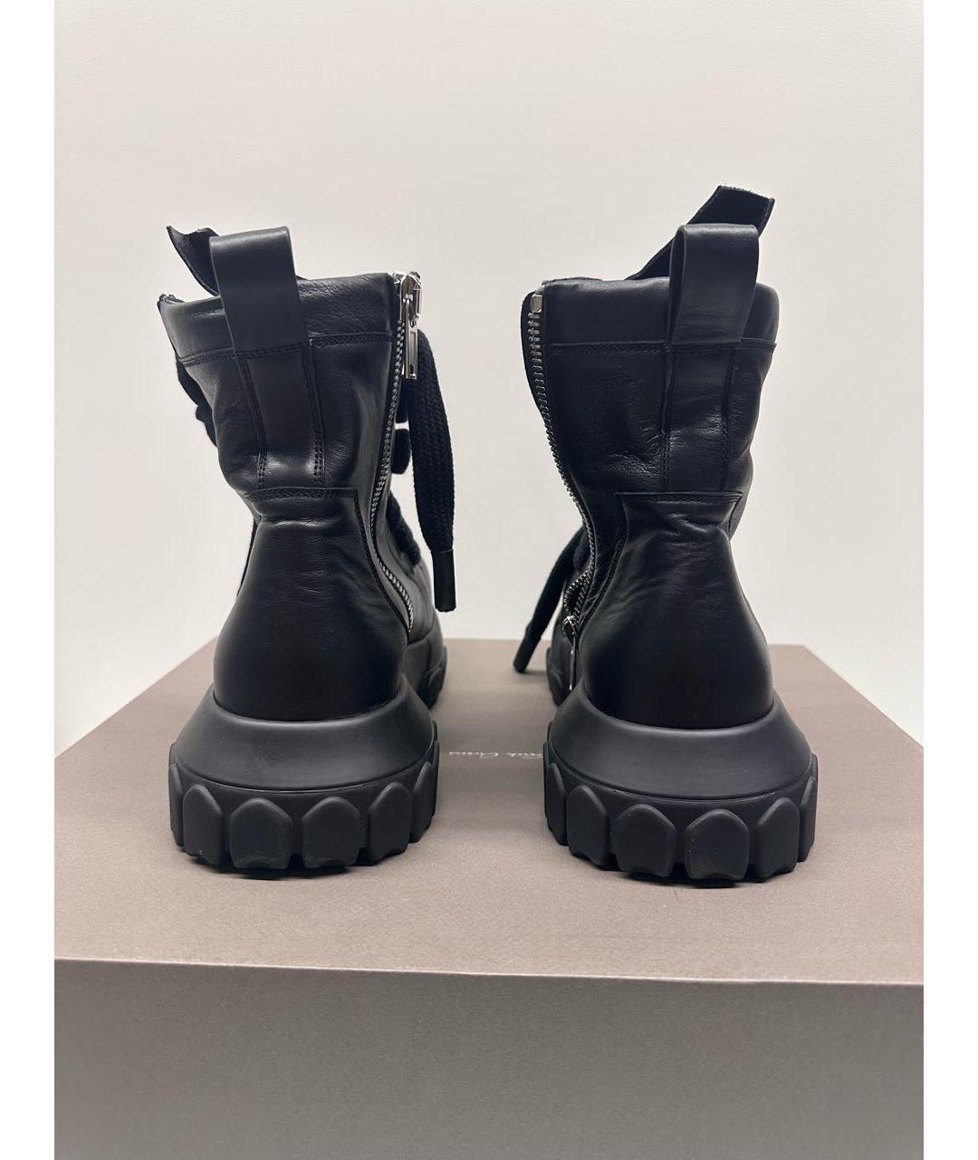 RICK OWENS Черные кожаные высокие ботинки, фото 4
