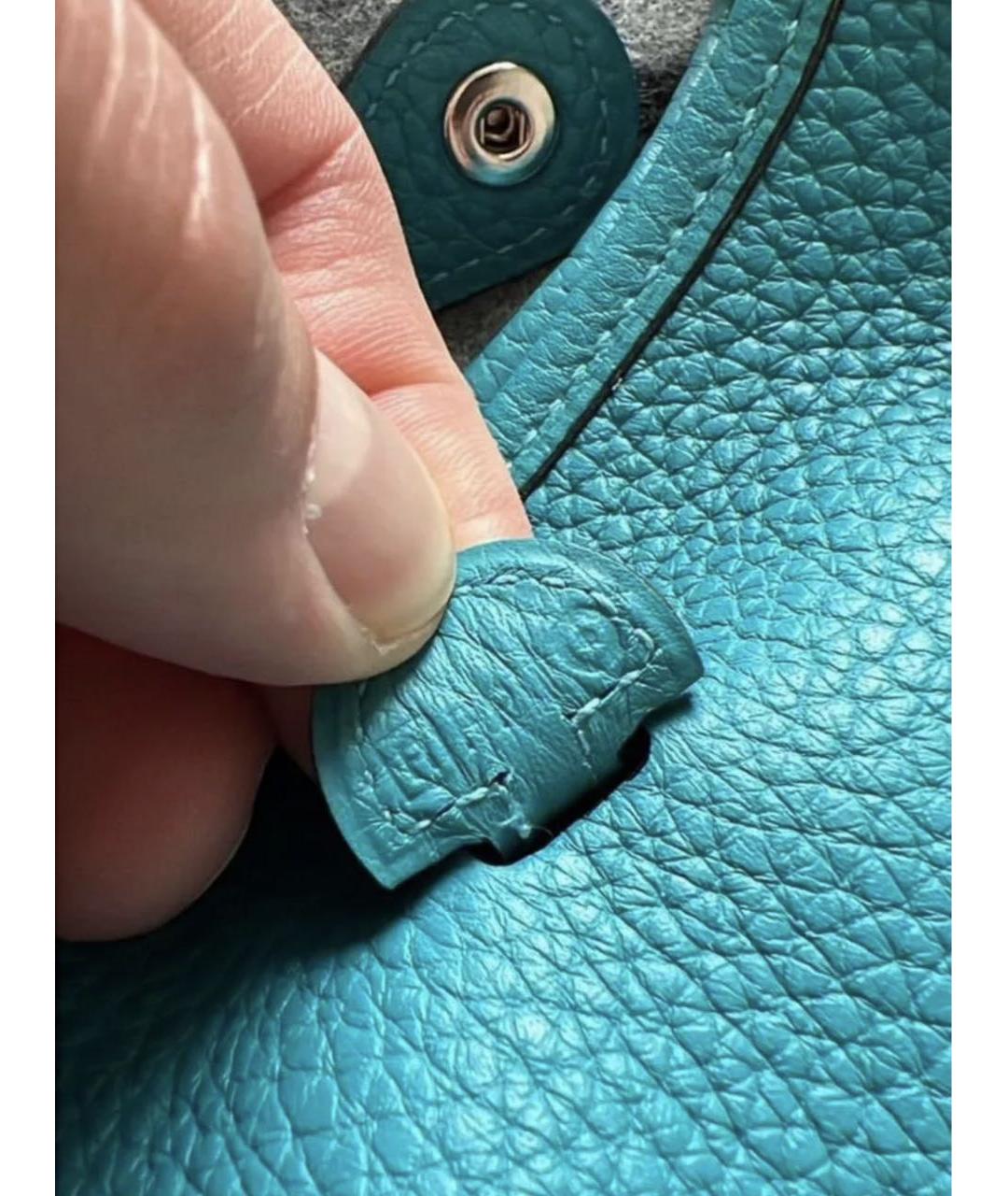 HERMES Бирюзовая кожаная сумка через плечо, фото 2