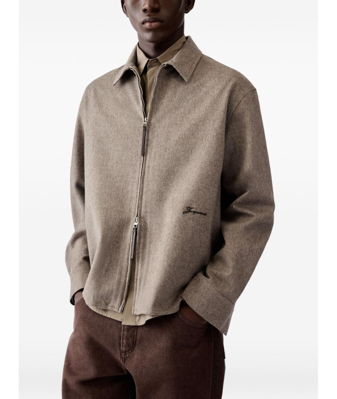 JACQUEMUS Бежевая шерстяная кэжуал рубашка, фото 2