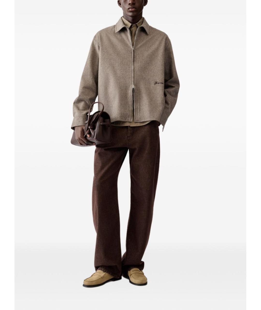 JACQUEMUS Бежевая шерстяная кэжуал рубашка, фото 6