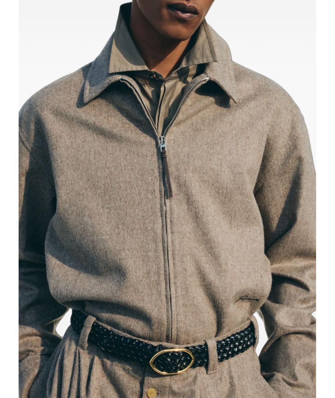 JACQUEMUS Бежевая шерстяная кэжуал рубашка, фото 4