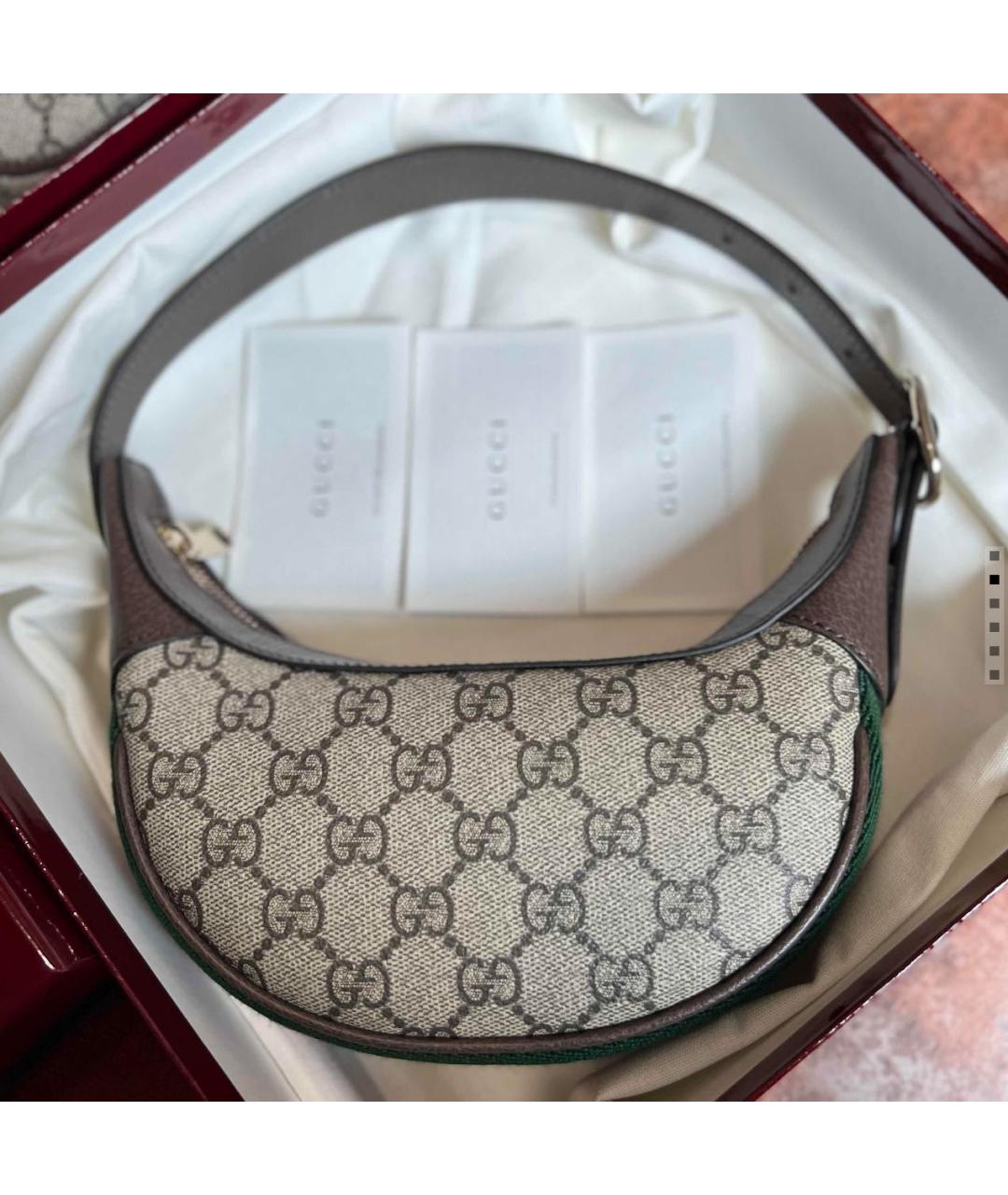 GUCCI Коричневая кожаная сумка с короткими ручками, фото 4