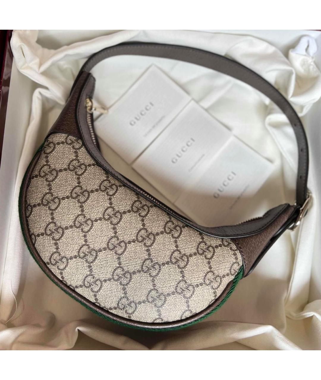 GUCCI Коричневая кожаная сумка с короткими ручками, фото 5
